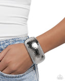 Paparazzi "Hammered Hassle" Silver Bracelet Paparazzi Jewelry