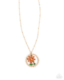 Paparazzi "Framing Florals" Orange Necklace & Earring Set Paparazzi Jewelry