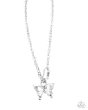 Paparazzi "Fluttering Fuel" Silver Necklace & Earring Set Paparazzi Jewelry
