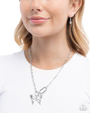 Paparazzi "Fluttering Fuel" Silver Necklace & Earring Set Paparazzi Jewelry