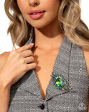 Paparazzi "Peacock Pedigree" Green Brooch Pin Paparazzi Jewelry