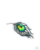 Paparazzi "Peacock Pedigree" Green Brooch Pin Paparazzi Jewelry