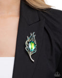 Paparazzi "Peacock Pedigree" Green Brooch Pin Paparazzi Jewelry