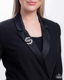 Paparazzi "Raking in the Bling" White Brooch Pin Paparazzi Jewelry