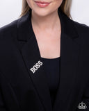 Paparazzi "Blingy Boss" White Pin Brooch Paparazzi Jewelry