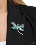 Paparazzi "Divine Dragonfly" Green Brooch Pin Paparazzi Jewelry