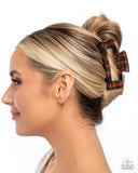 Paparazzi "Prized Plaid" Brown Hair Clip Paparazzi Jewelry