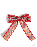 Paparazzi "Printed Parlor" Red Hair Clip Paparazzi Jewelry
