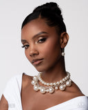 Paparazzi "Sophisticated to the Max" White Necklace & Earring Set Paparazzi Jewelry