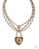 Paparazzi "LOCK Show" Gold Necklace & Earring Set Paparazzi Jewelry