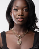 Paparazzi "LOCK Show" Gold Necklace & Earring Set Paparazzi Jewelry