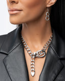 Paparazzi "Bold Buckle" Silver Necklace & Earring Set Paparazzi Jewelry