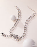 Paparazzi "Bold Buckle" Silver Necklace & Earring Set Paparazzi Jewelry