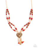 Paparazzi "Breathe a Sigh of Relief" Red Necklace & Earring Set Paparazzi Jewelry