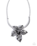 Paparazzi "Botanical Broadcast" Silver Necklace & Earring Set Paparazzi Jewelry