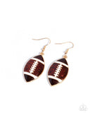 Paparazzi "Football Facade" Brown Earrings Paparazzi Jewelry
