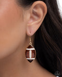 Paparazzi "Football Facade" Brown Earrings Paparazzi Jewelry