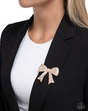 Paparazzi "Bow Bravado" Rose Gold Brooch Pin Paparazzi Jewelry