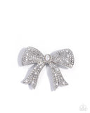 Paparazzi "Bow Bravado" White Brooch Pin Paparazzi Jewelry