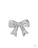 Paparazzi "Bow Bravado" White Brooch Pin Paparazzi Jewelry
