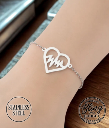 Stainless Steel Heartbeat Bracelet Paparazzi Jewelry