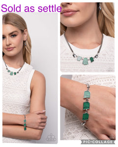 Paparazzi "Lined Legacy & Leisure" Green Necklace & Bracelet Set Paparazzi Jewelry