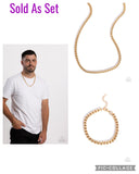 Paparazzi "Alternative Appeal & Approach" Gold Men's Urban Necklace & Bracelet Jewelry SetSet Paparazzi Jewelry