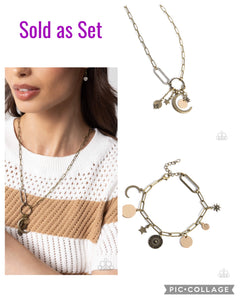 Paparazzi "Astral Ambience & Alias" Brass Necklace & Bracelet Jewelry Set Paparazzi Jewelry