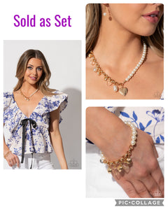 Paparazzi "Charming Candidate & Competitor" Gold Necklace & Bracelet Set Paparazzi Jewelry