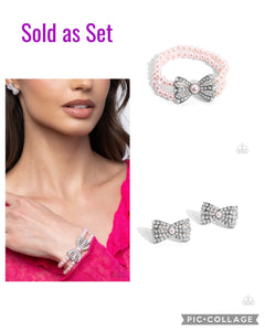 Paparazzi " Admiral & Adorable Aria" Pink Bracelet & Post Earring Jewelry Set Paparazzi Jewelry