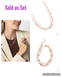 Paparazzi "Monochromatic Matinee Mashup" Copper Necklace & Bracelet Jewelry Set