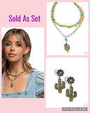 Paparazzi "Cactus Cascade & Cause" Yellow Necklace & Bracelet Jewelry Set Paparazzi Jewelry