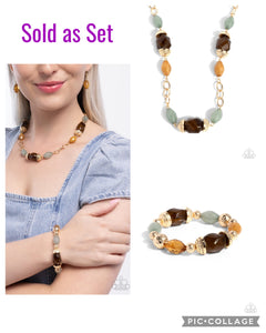 Paparazzi "Beauty Culture & Sturdy Season" Brown Necklace & Bracelet Jewelry Set Paparazzi Jewelry