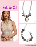 Paparazzi "Vintage Story & Ageless Account" White Necklace & Bracelet Set Paparazzi Jewelry