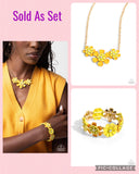 Paparazzi "Paparazzi "Botanic Beginner & Exhilarating Elegance" Yellow Necklace & Bracelet Jewelry Set Paparazzi Jewelry