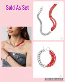 Paparazzi "Iridescent Icon & Tourist Twist" Red Necklace & Bracelet Jewelry Set Paparazzi Jewelry