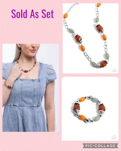 Paparazzi "Beauty Culture & Sturdy Season" Orange Necklace & Bracelet Jewelry Set Paparazzi Jewelry