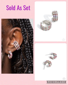 Paparazzi "Iridescent Influence & Improv" Pink Ear Cuff & Post Earrings Jewelry Set Paparazzi Jewelry