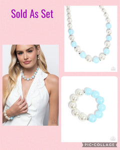 Paparazzi "Lacy Leisure & Lady" Blue Necklace & Bracelet Jewelry Set Paparazzi Jewelry