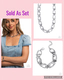 Paparazzi "Butterfly Build & Fluttering Fabrication" Silver Necklace & Bracelet Jewelry Set Paparazzi Jewelry