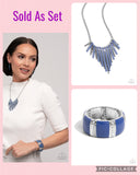 Paparazzi "Fashionable Fringe & Colored Cameo" Blue Necklace & Bracelet Jewelry Set Paparazzi Jewelry