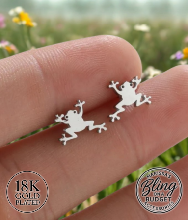 18k Gold Plated Frog Studs Paparazzi Jewelry