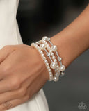 Paparazzi "Adorably Amiable" White Fashion Fix Bracelet Paparazzi Jewelry