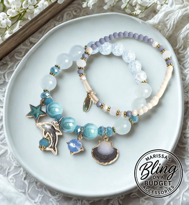 Ocean-Dream Dolphin Shell Beaded Bracelet Paparazzi Jewelry