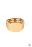 Paparazzi "Blanked Out" Gold Men's Ring Paparazzi Jewelry