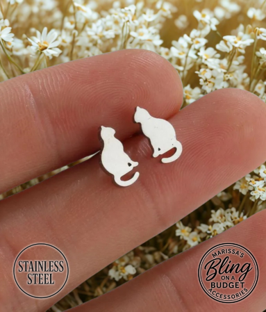 Stainless Steel Cat Earrings Paparazzi Jewelry