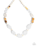 Paparazzi "Crackling Chic" White Necklace & Earring Set Paparazzi Jewelry