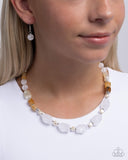 Paparazzi "Crackling Chic" White Necklace & Earring Set Paparazzi Jewelry
