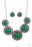 Paparazzi "Detail Oriented" Green Necklace & Earring Set Paparazzi Jewelry