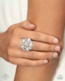 Paparazzi "Friendly Flair" White Fashion Fix Ring Paparazzi Jewelry